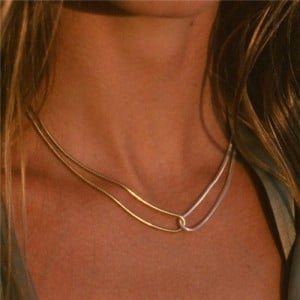 Two-tone Snake Chain Design Fashion Women Stainless Steel Wholesale Necklace