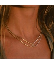 Two-tone Snake Chain Design Fashion Women Stainless Steel Wholesale Necklace