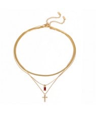 Moon Sun Pendant Design Long Chain Fashion Women Stainless Steel Wholesale Necklace