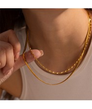Two-layer Snake Chain Simple Fashion Women Stainless Steel Wholesale Necklace