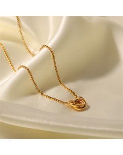 Two Lock Circle Pendant Fashion Women Stainless Steel Wholesale Necklace