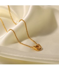 Two Lock Circle Pendant Fashion Women Stainless Steel Wholesale Necklace