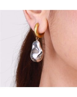 Irregular Drop Pendant Fashion Jewelry Women Stainless Steel Wholesale Earrings - Two-tone