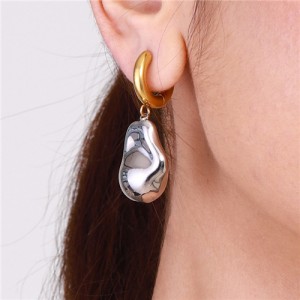 Irregular Drop Pendant Fashion Jewelry Women Stainless Steel Wholesale Earrings - Two-tone