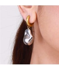 Irregular Drop Pendant Fashion Jewelry Women Stainless Steel Wholesale Earrings - Two-tone