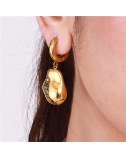 Irregular Drop Pendant Fashion Jewelry Women Stainless Steel Wholesale Earrings - Golden
