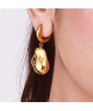 Irregular Drop Pendant Fashion Jewelry Women Stainless Steel Wholesale Earrings - Golden