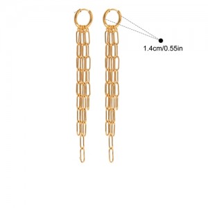 Oval Chain Long Tassel Fashion Jewelry Women Stainless Steel Wholesale Earrings