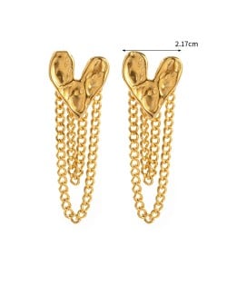 Retro Peach Heart Chain Tassel Fashion Jewelry Women Stainless Steel Wholesale Earrings