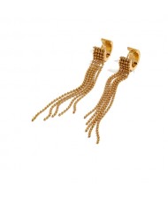 Mini Bead Chain Long Tassel Fashion Jewelry Women Stainless Steel Wholesale Earrings