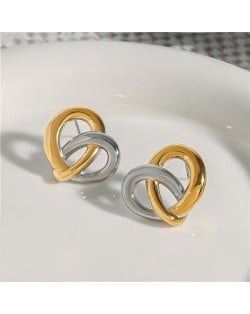 Unique Design Hollow-out Peach Heart Fashion Jewelry Women Stainless Steel Wholesale Earrings - Two-tone