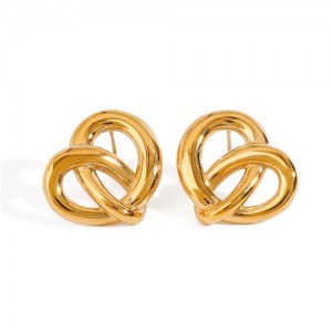 Unique Design Hollow-out Peach Heart Fashion Jewelry Women Stainless Steel Wholesale Earrings - Golden