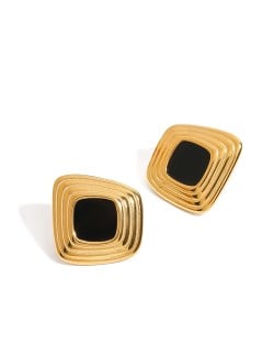 Black Square Business Style Fashion Jewelry Women Stainless Steel Wholesale Earrings