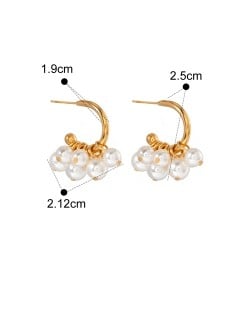 Elegant Pearl C Shape Design Fashion Jewelry Women Stainless Steel Wholesale Earrings