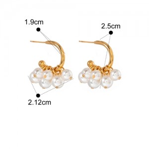 Elegant Pearl C Shape Design Fashion Jewelry Women Stainless Steel Wholesale Earrings