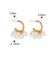 Elegant Pearl C Shape Design Fashion Jewelry Women Stainless Steel Wholesale Earrings