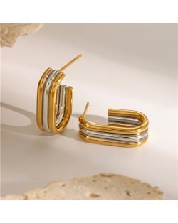 Two-tone G Shape Design Fashion Jewelry Women Stainless Steel Wholesale Earrings