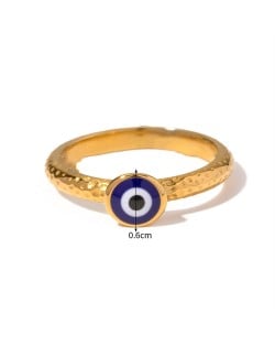 Classic Blue Color Eye Design Fashion Wholesale Jewelry Women Stainless Steel Ring