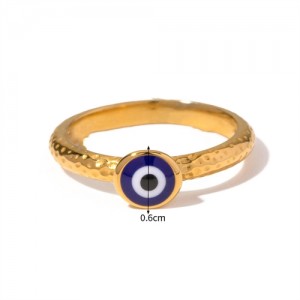Classic Blue Color Eye Design Fashion Wholesale Jewelry Women Stainless Steel Ring