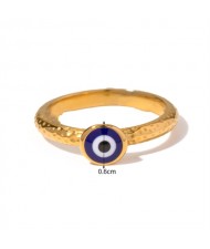 Classic Blue Color Eye Design Fashion Wholesale Jewelry Women Stainless Steel Ring