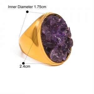 Exaggerated Style Nutrual Crystal Gravel Fashion Wholesale Jewelry Women Stainless Steel Ring - Purple