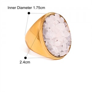 Exaggerated Style Nutrual Crystal Gravel Fashion Wholesale Jewelry Women Stainless Steel Ring - White