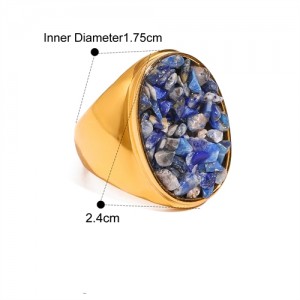 Exaggerated Style Nutrual Crystal Gravel Fashion Wholesale Jewelry Women Stainless Steel Ring - Blue
