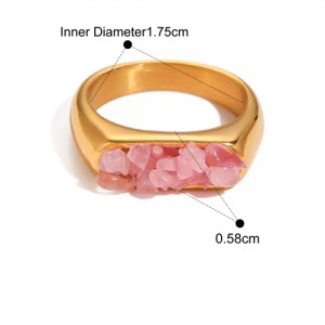 Flat Shape Nutrual Crystal Gravel Fashion Wholesale Jewelry Women Stainless Steel Ring - Pink