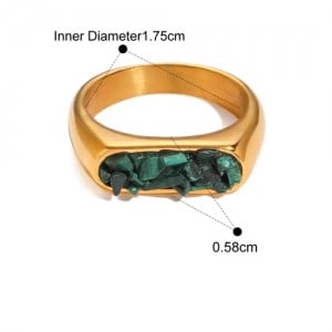 Flat Shape Nutrual Crystal Gravel Fashion Wholesale Jewelry Women Stainless Steel Ring - Green