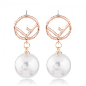Korean Fashion Peace Theme Graceful Pearl Style Wholesale Lady Dangle Earrings