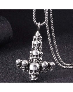 Unique Skulls Cross Pendant Alloy Wholesale Men Fashion Necklace
