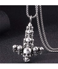 Unique Skulls Cross Pendant Alloy Wholesale Men Fashion Necklace