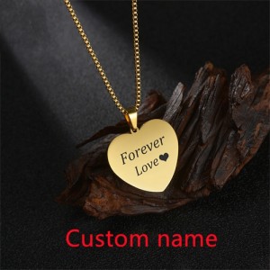 Custom Name Peach Heart Pendant Fashion Stainless Steel Wholesale Necklace