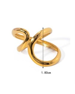 Hollow-out Curved Line Design Fashion Wholesale Jewelry Women Stainless Steel Ring
