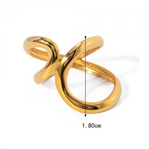Hollow-out Curved Line Design Fashion Wholesale Jewelry Women Stainless Steel Ring