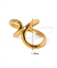 Hollow-out Curved Line Design Fashion Wholesale Jewelry Women Stainless Steel Ring