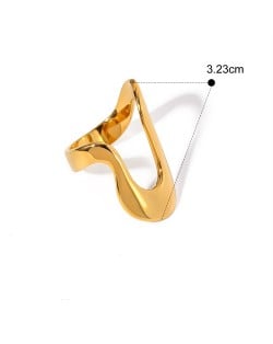 Golden Irregular Shape Design Fashion Wholesale Jewelry Women Stainless Steel Ring