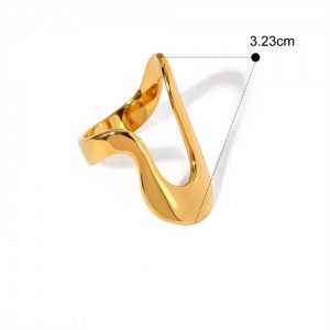Golden Irregular Shape Design Fashion Wholesale Jewelry Women Stainless Steel Ring
