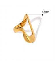 Golden Irregular Shape Design Fashion Wholesale Jewelry Women Stainless Steel Ring
