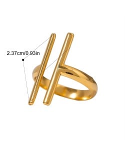 Two Parallel Lines Design Fashion Wholesale Jewelry Women Stainless Steel Ring
