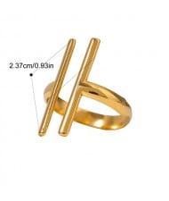 Two Parallel Lines Design Fashion Wholesale Jewelry Women Stainless Steel Ring