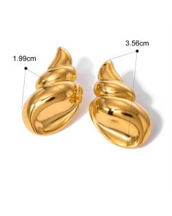 Ocean Theme Whelk Design Jewelry Women Stainless Steel Wholesale Earrings