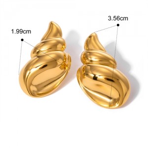 Ocean Theme Whelk Design Jewelry Women Stainless Steel Wholesale Earrings
