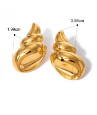 Ocean Theme Whelk Design Jewelry Women Stainless Steel Wholesale Earrings