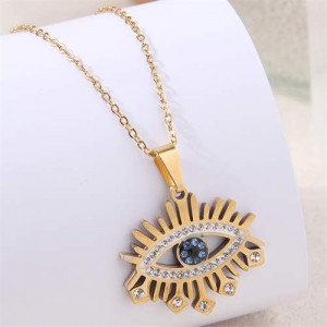 Hiphop Shining Evil Eye Pendant Wholesale Chain Necklace - Golden