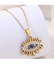 Hiphop Shining Evil Eye Pendant Wholesale Chain Necklace - Golden