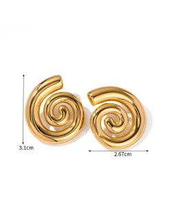 Spiral Shape Design 18K Gold Plated Jewelry Women Stainless Steel Wholesale Earrings