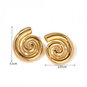 Spiral Shape Design 18K Gold Plated Jewelry Women Stainless Steel Wholesale Earrings