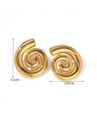Spiral Shape Design 18K Gold Plated Jewelry Women Stainless Steel Wholesale Earrings