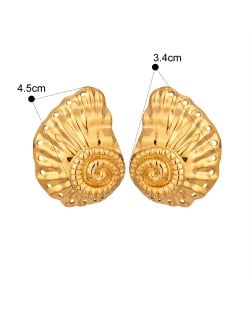 Big Sea Shell Design 18K Gold Plated Jewelry Women Stainless Steel Wholesale Earrings